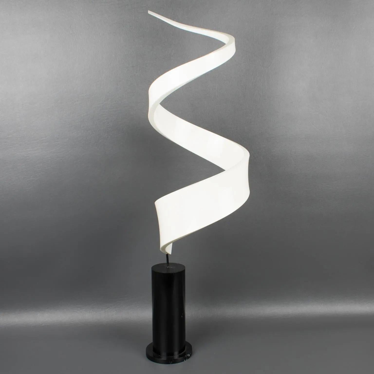 American Mid-Century Modern Abstract White Lucite Swirl Sculpture For Sale