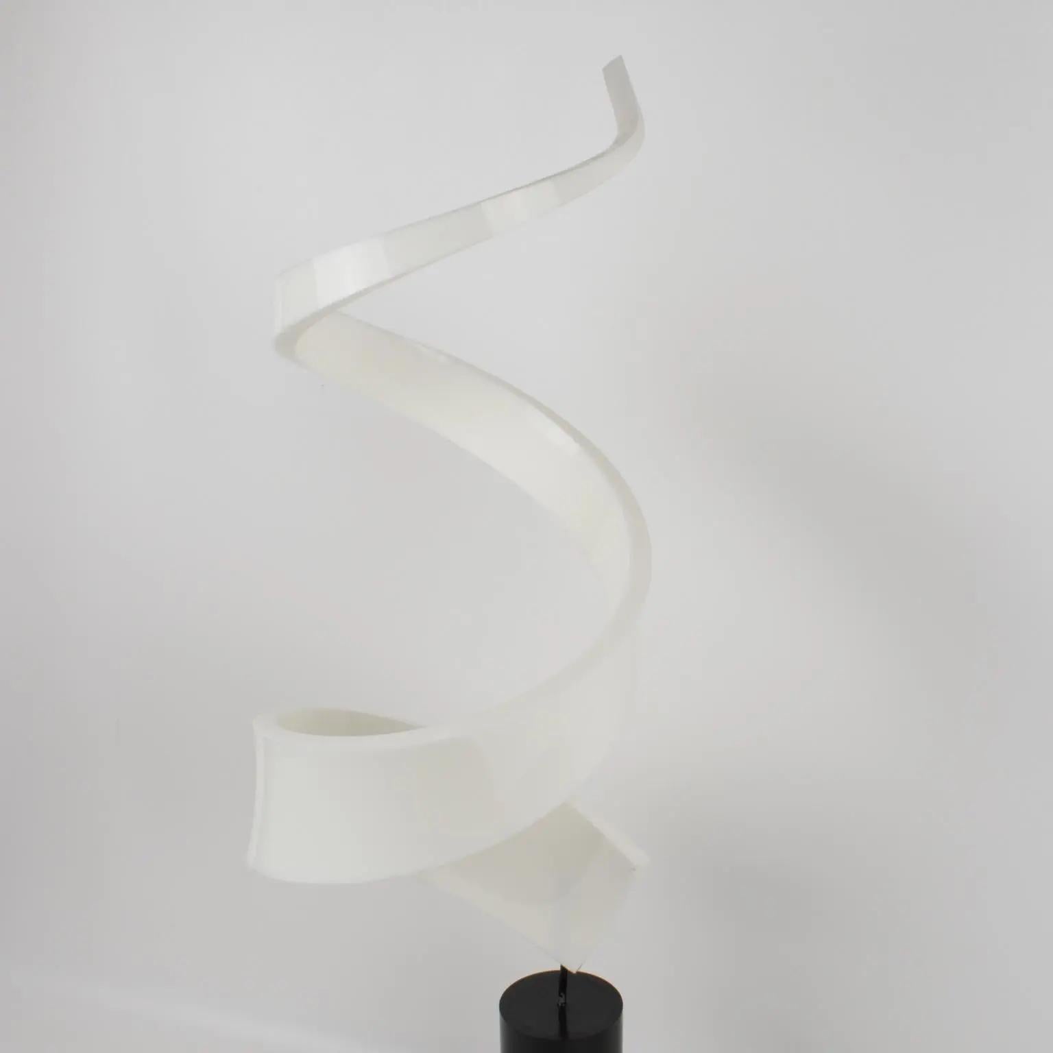 Late 20th Century Mid-Century Modern Abstract White Lucite Swirl Sculpture For Sale