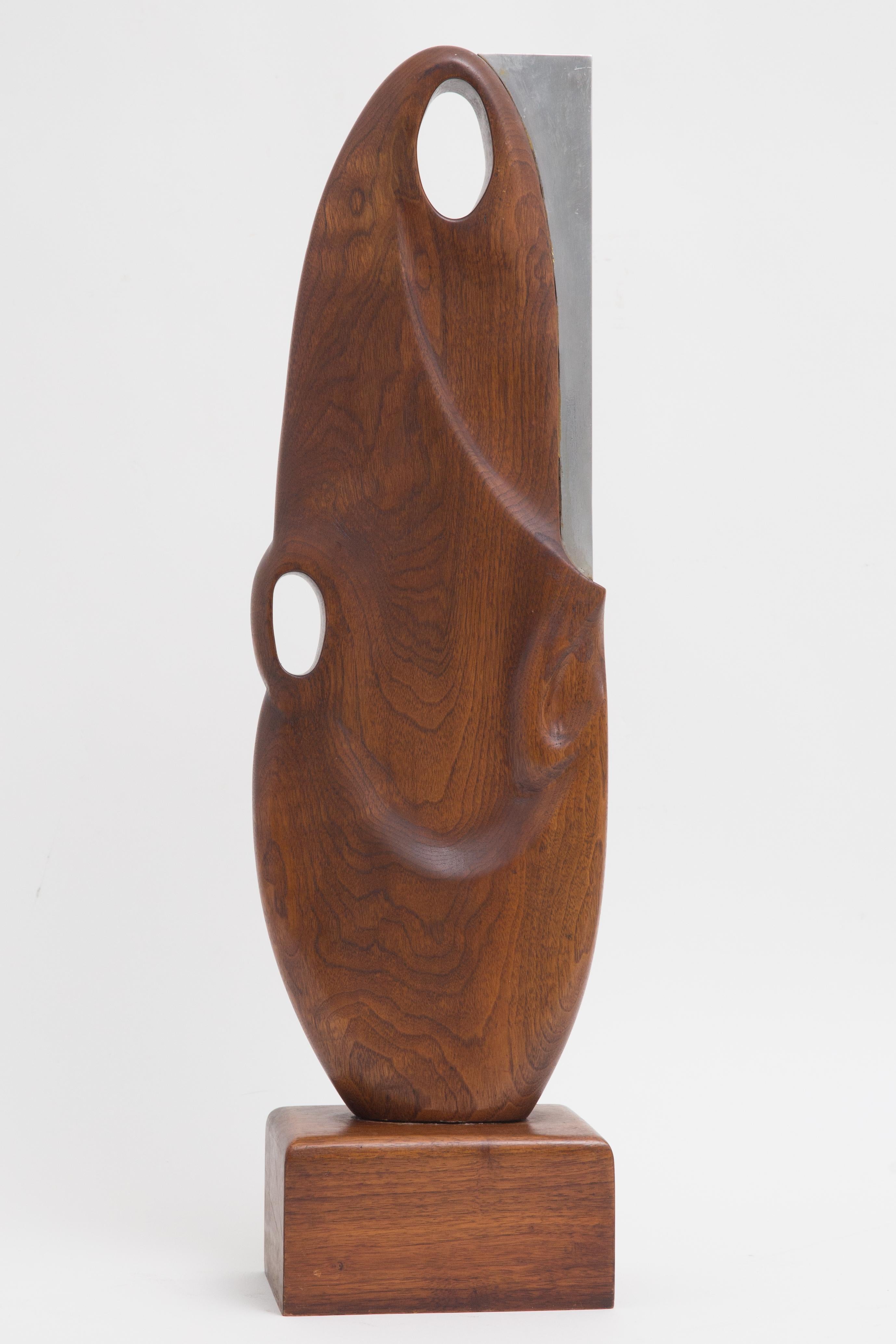Mid-Century Modern Abstract Wood and Aluminum Sculpture, circa 1950 1