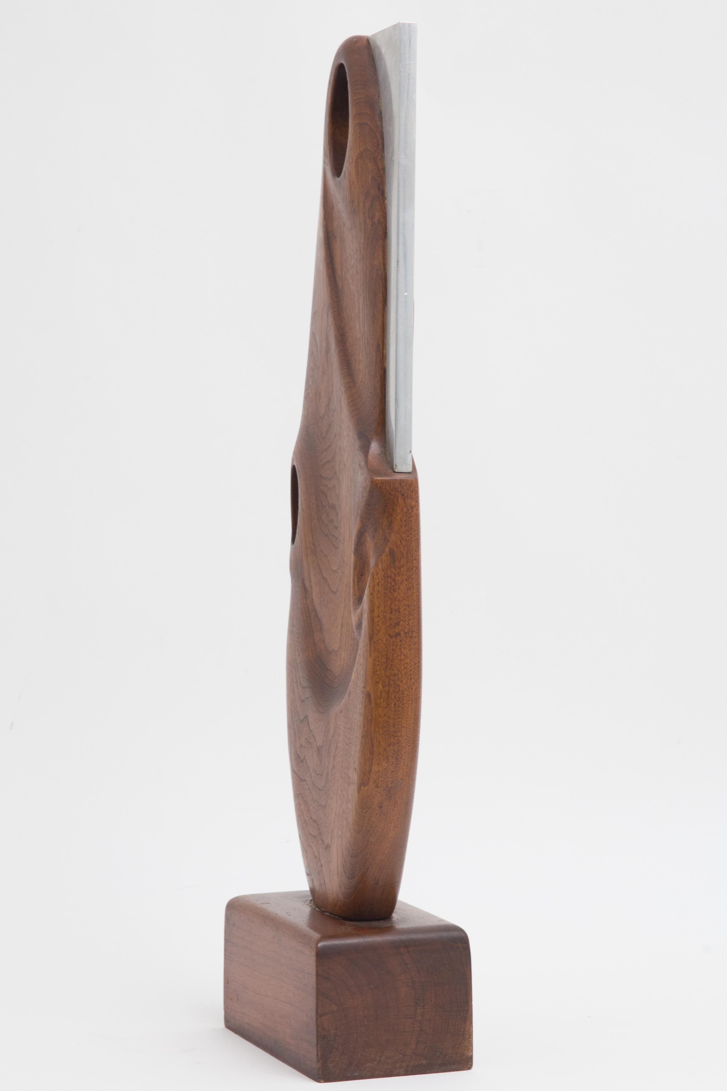 Mid-Century Modern Abstract Wood and Aluminum Sculpture, circa 1950 2