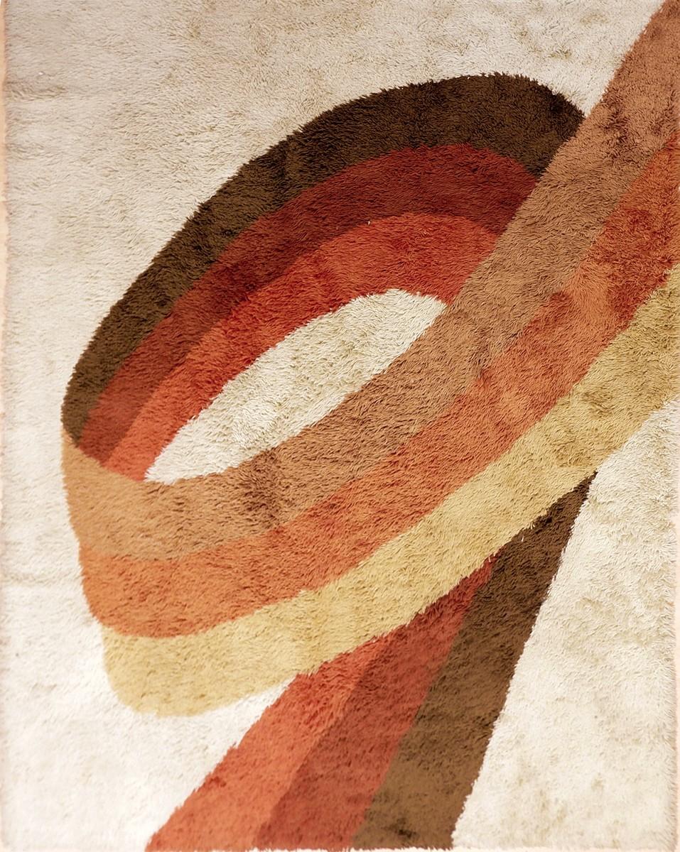 Mid-Century Modern Abstract Wool Rug, 1970s For Sale 3