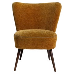 Mid-Century Modern Accent Chair, Yellow Wood & Fabric, Denmark, 1930s
