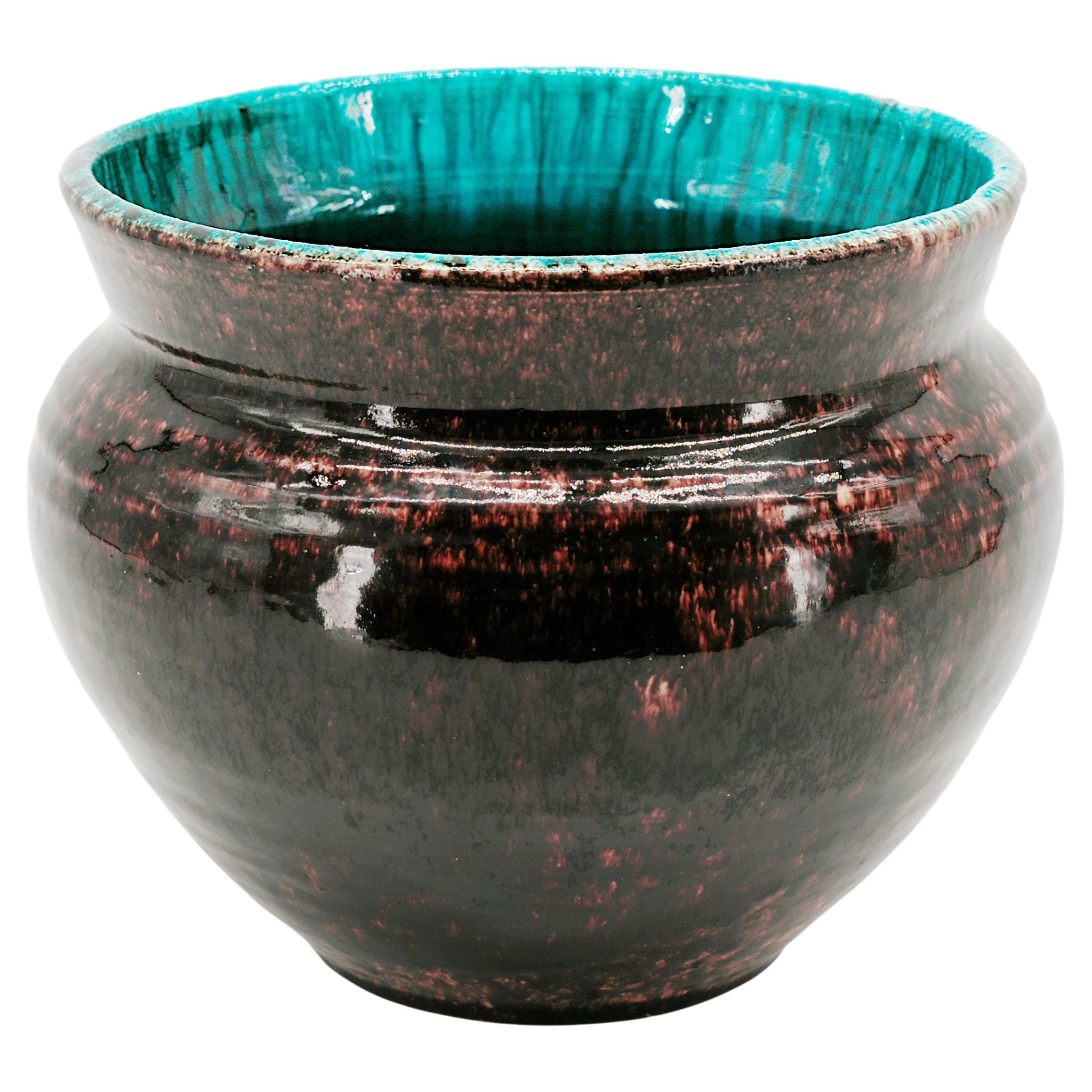 Vaso ACCOLAY di metà secolo, ceramica, Francia, anni '50, 20 cm in vendita