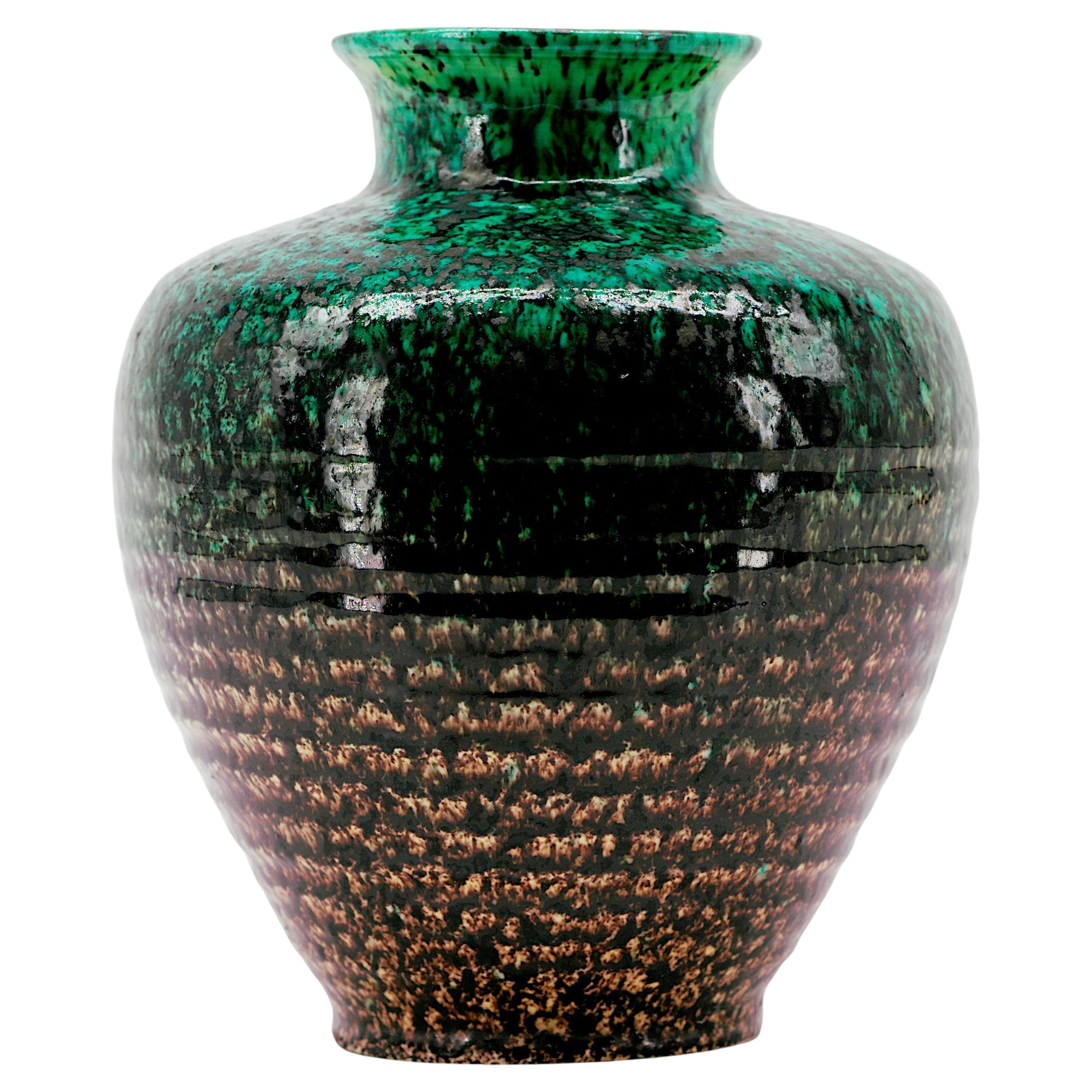 Mid-Century Modern ACCOLAY Vase, Ceramic, Green
Purple, 1950s