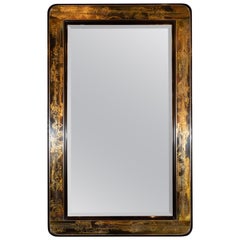 Mid-Century Modern Acid Etched Brass Mirror by Bernard Rohne for Mastercraft