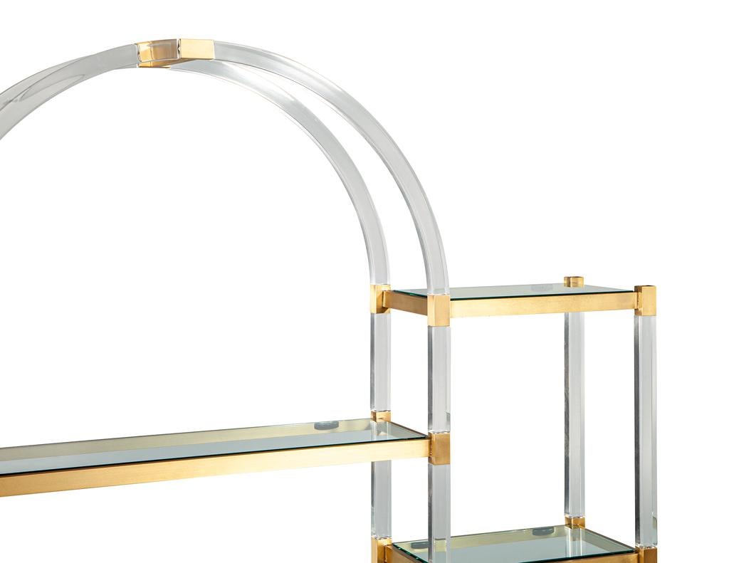 American Mid-Century Modern Acrylic and Brass Wall Unit Etagere by Charles Hollis Jones For Sale