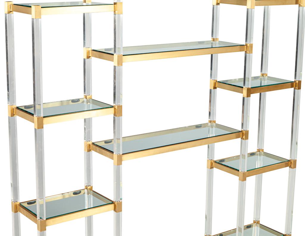 Late 20th Century Mid-Century Modern Lucite and Brass Wall Unit Etagere by Charles Hollis Jones For Sale