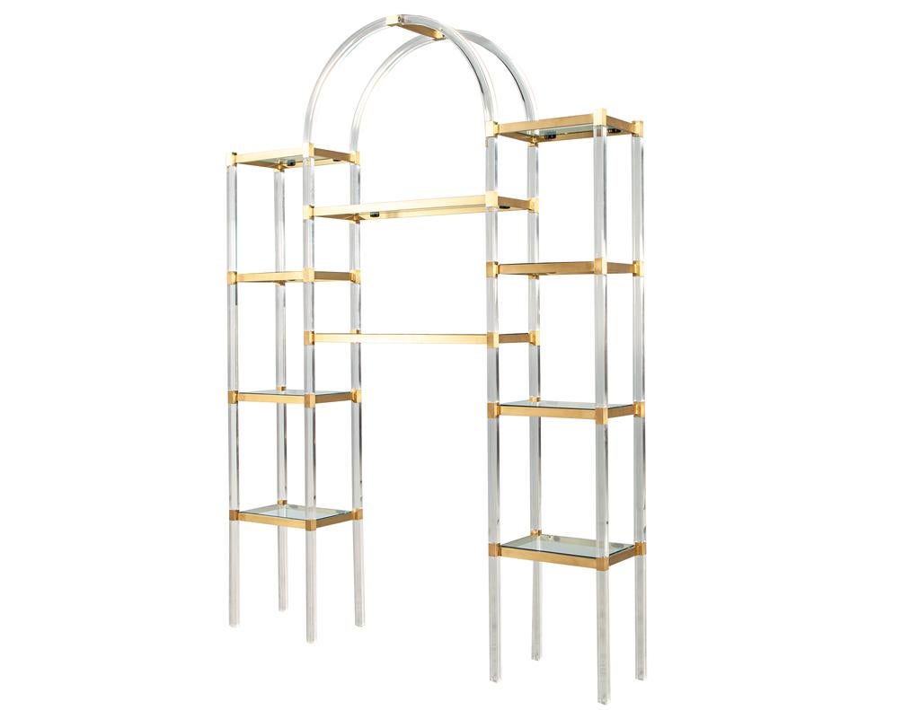 Mid-Century Modern Acrylic and Brass Wall Unit Etagere by Charles Hollis Jones For Sale 4