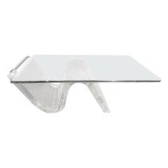 Mid-Century Modern Acrylic Cantilevered Cocktail Table with Glass Top