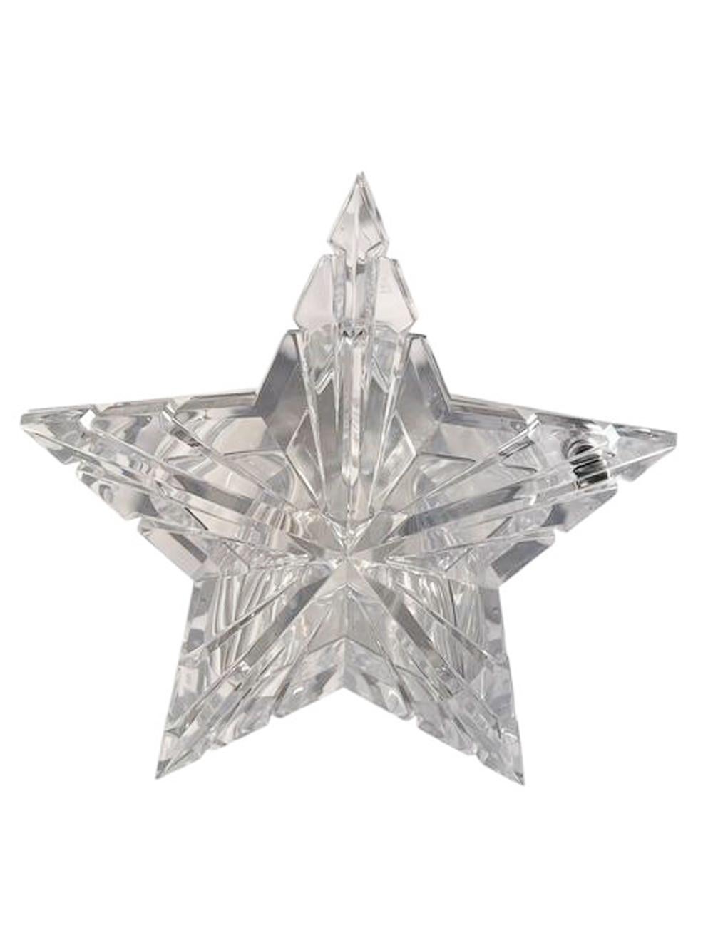 Italian Mid-Century Modern Acrylic Ice Bucket of Star Form with a Faceted Swivel Lid For Sale