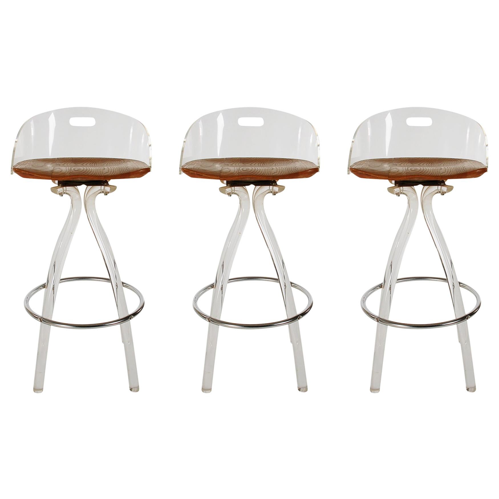 Mid-Century Modern Acrylic Lucite Counter Stools or Bar Stools by Hill Mfg.