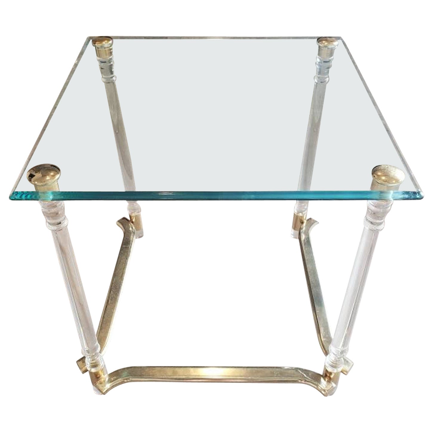 Tavolino da salotto moderno di metà secolo in vetro acrilico e lucite