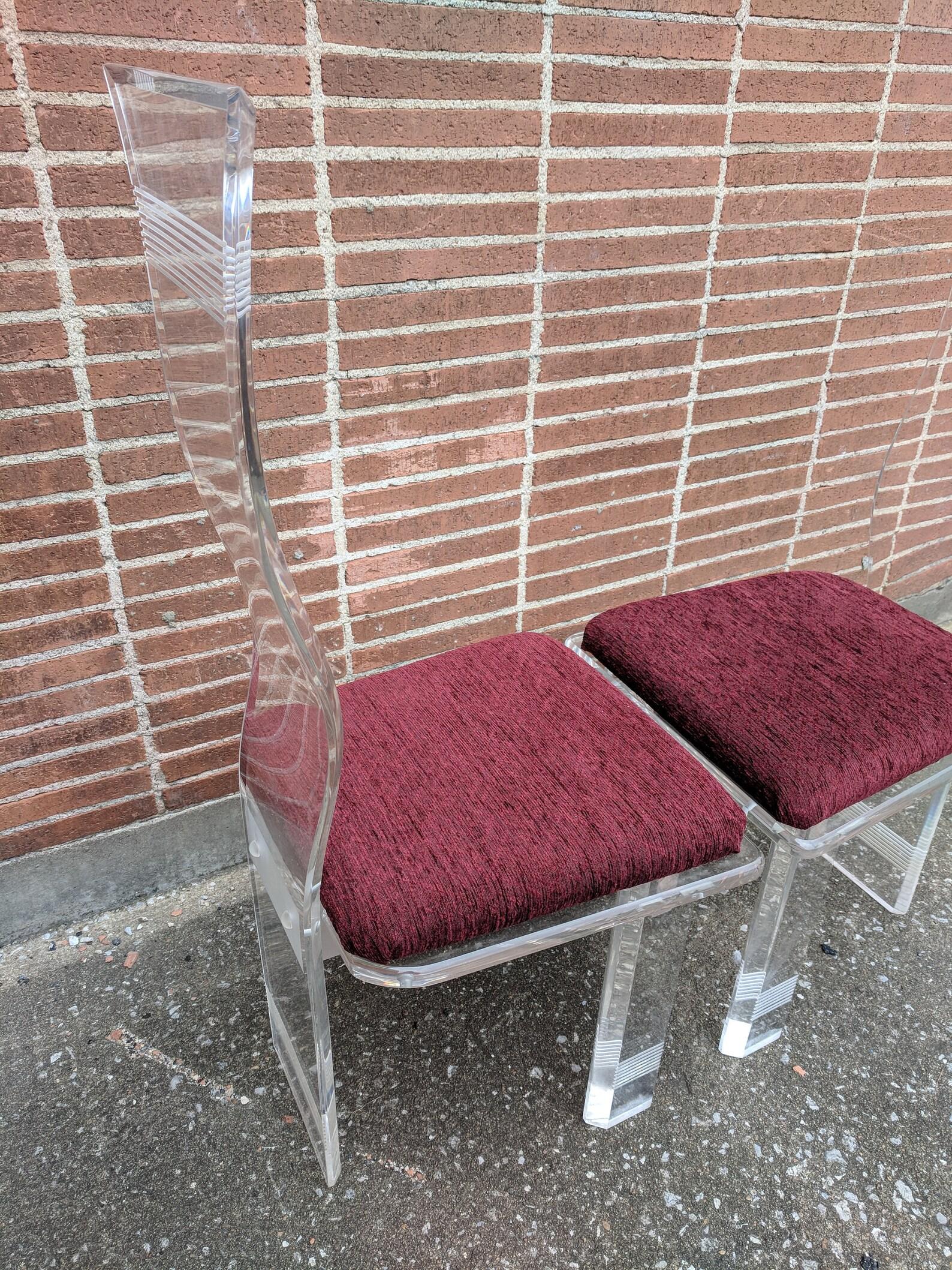 Postmoderne Chaises de salle à manger post-modernes acrylicore et lucite en vente