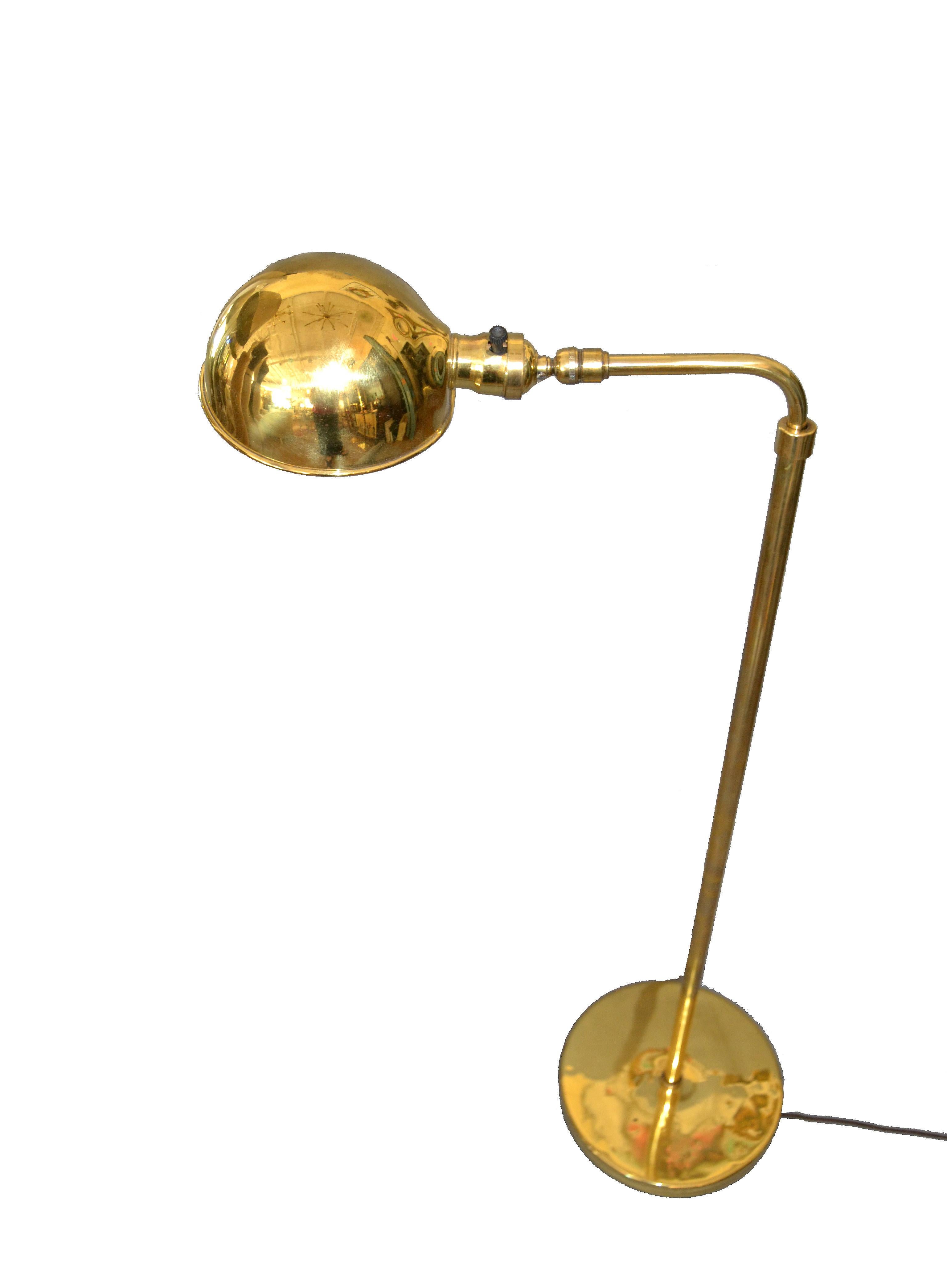 Late 20th Century Mid-Century Modern Adjustable American Vintage Brass Floor or Reading Lamp