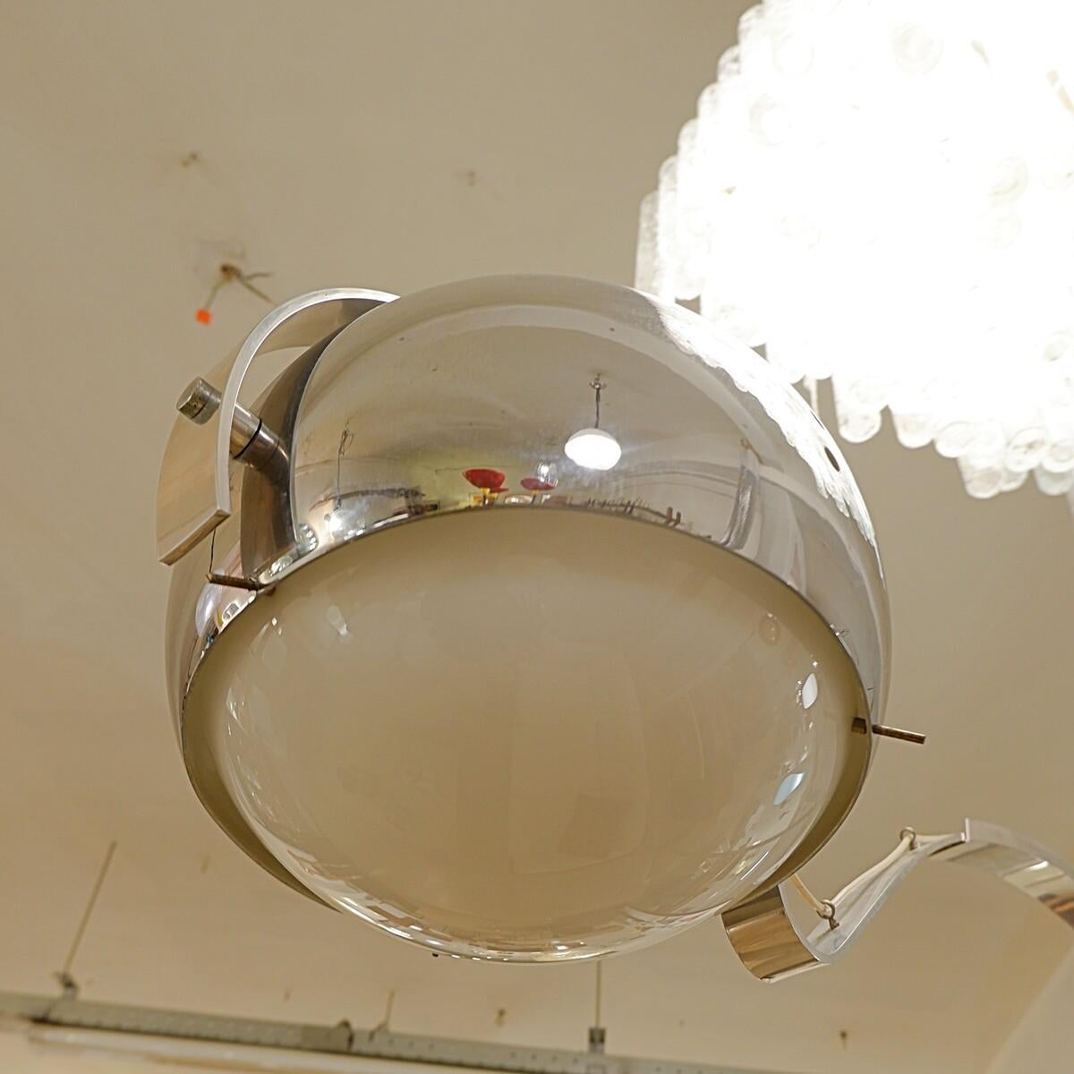 Mid Century Modern adjustable arc floor lamp in brushed chrome - italy 1970s For Sale 7