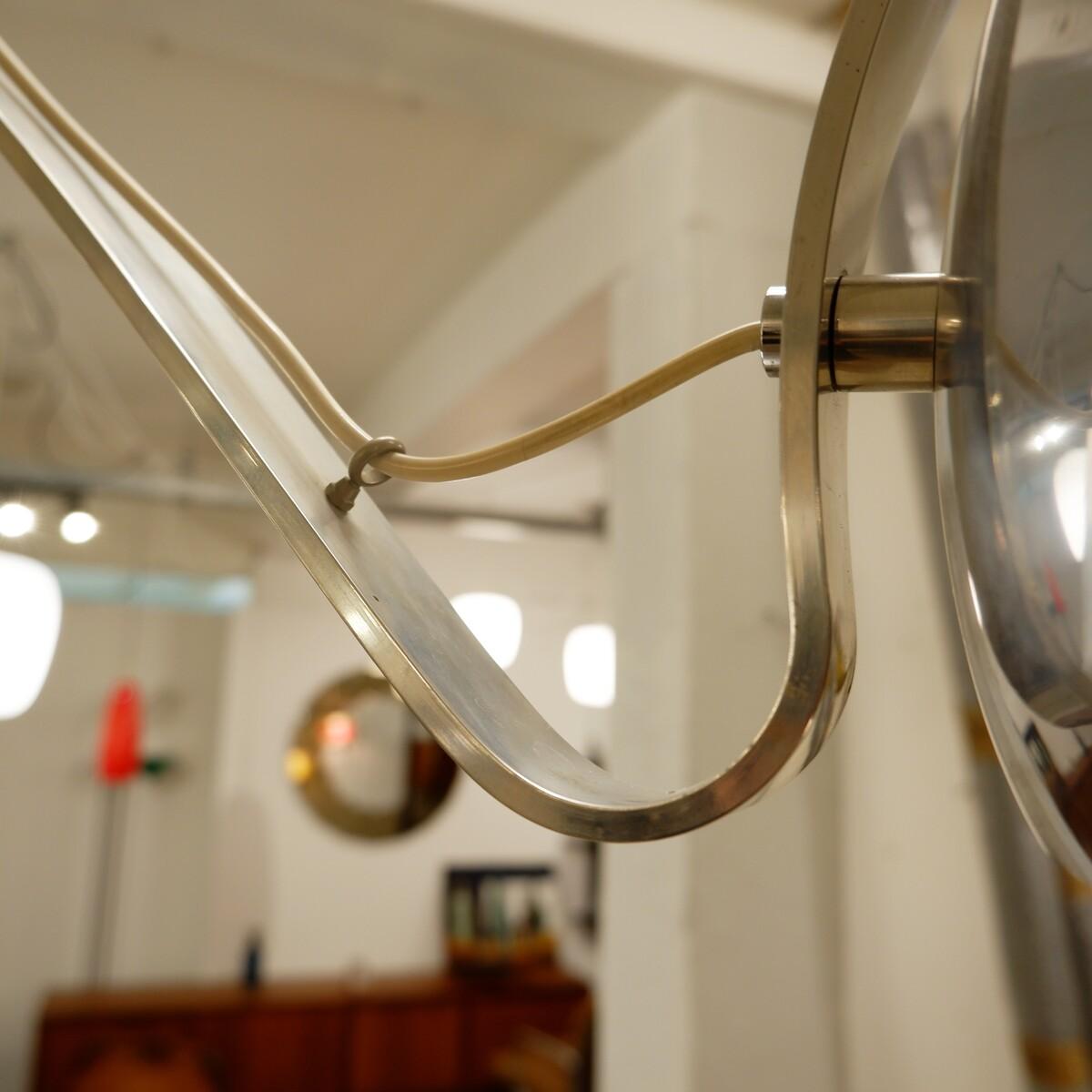Italian Mid Century Modern adjustable arc floor lamp in brushed chrome - italy 1970s For Sale