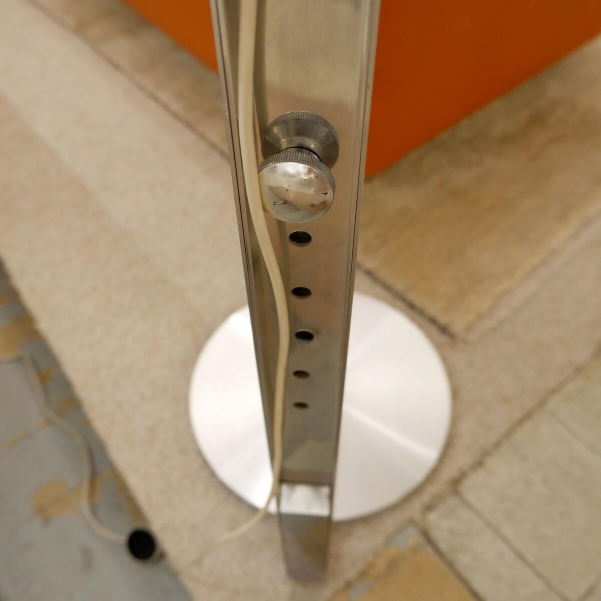 20th Century Mid Century Modern adjustable arc floor lamp in brushed chrome - italy 1970s For Sale