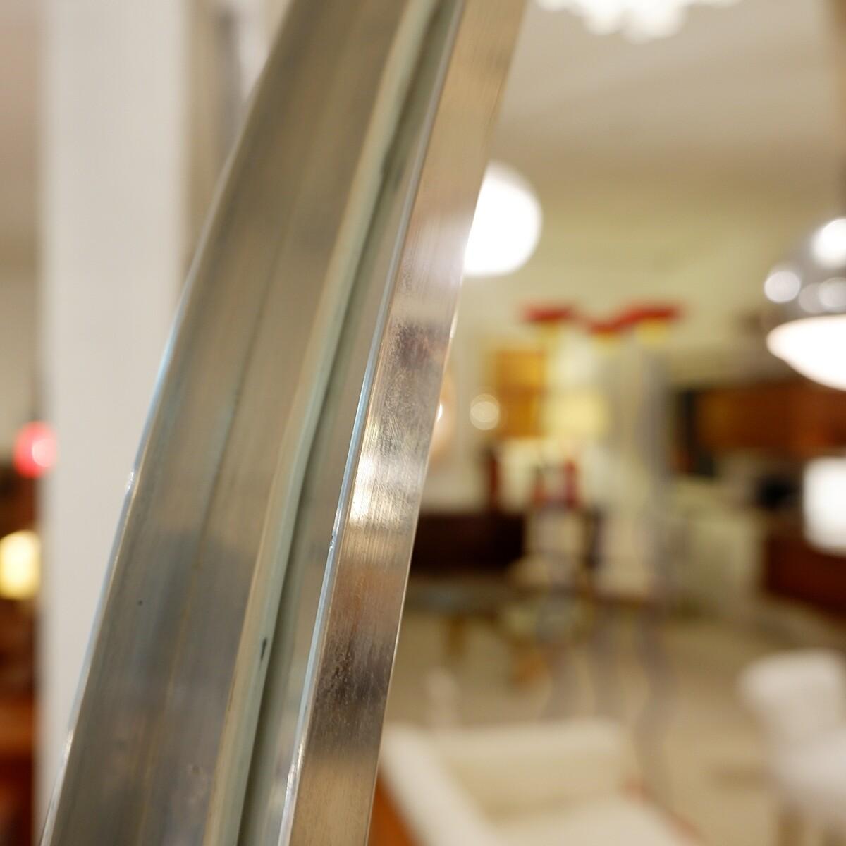 Steel Mid Century Modern adjustable arc floor lamp in brushed chrome - italy 1970s For Sale