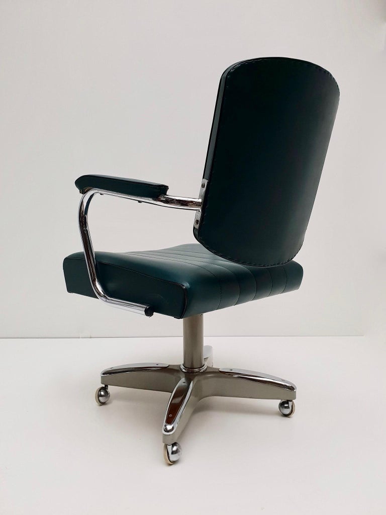 MidCentury Modern Adjustable Armchair / Office Chair Rolling Swivel