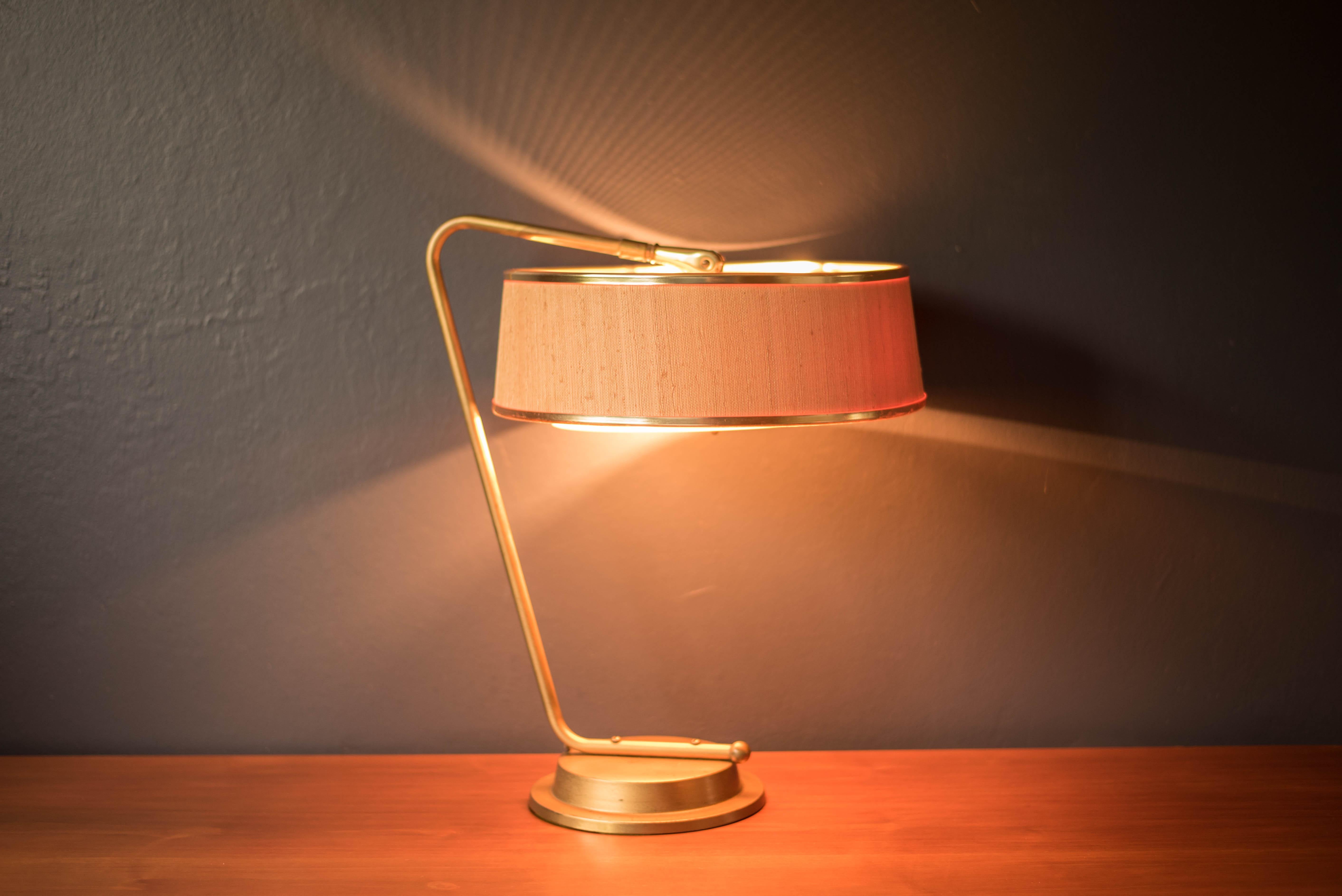 American Mid-Century Modern Adjustable Brass Desk Lamp by Gerald Thurston for Lightolier 