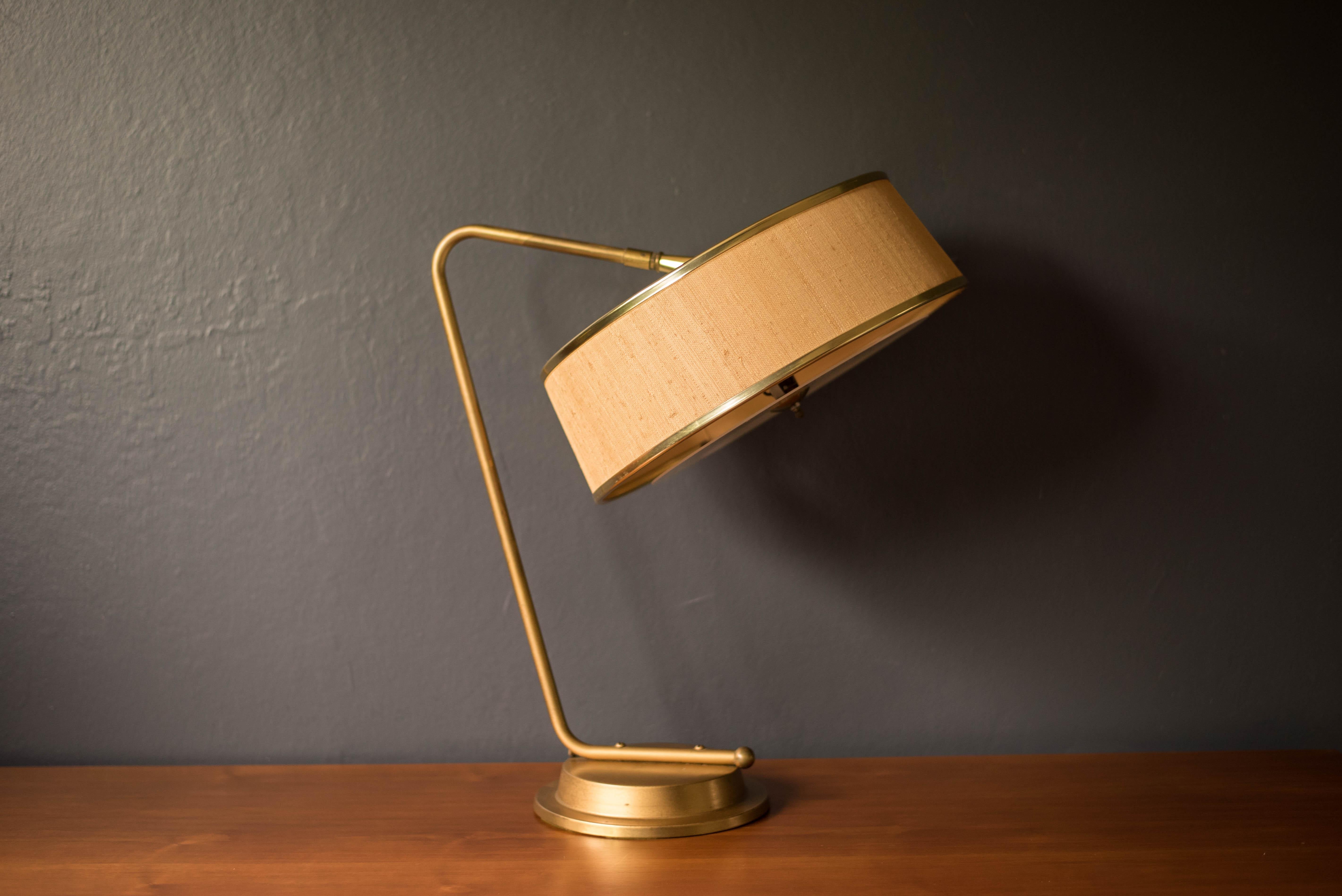 Mid-Century Modern Adjustable Brass Desk Lamp by Gerald Thurston for Lightolier  In Good Condition In San Jose, CA