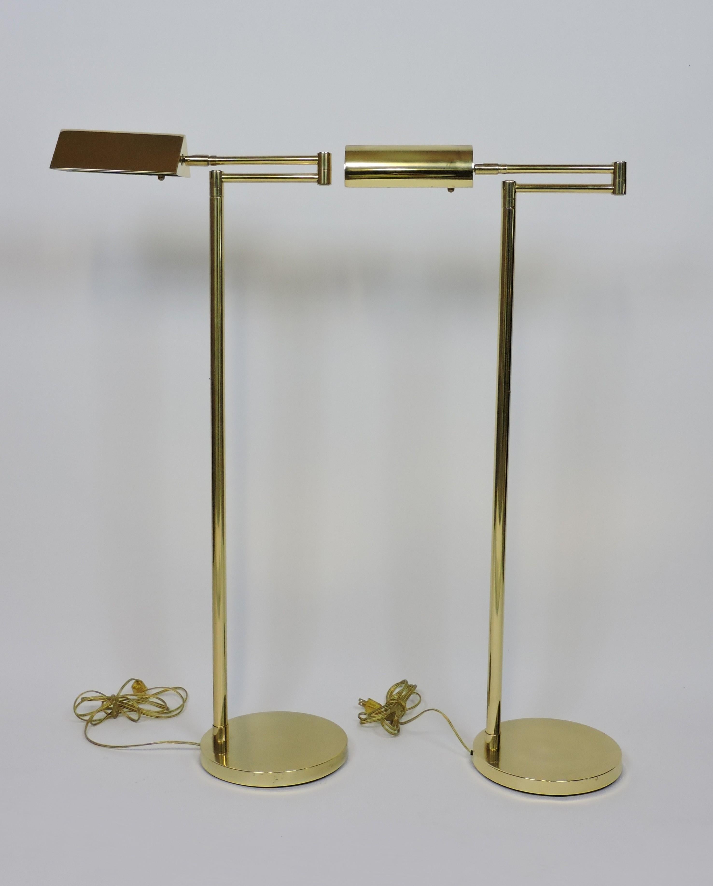 Mid-Century Modern Adjustable Brass Floor Lamp Koch & Lowy Style, Two Available 9