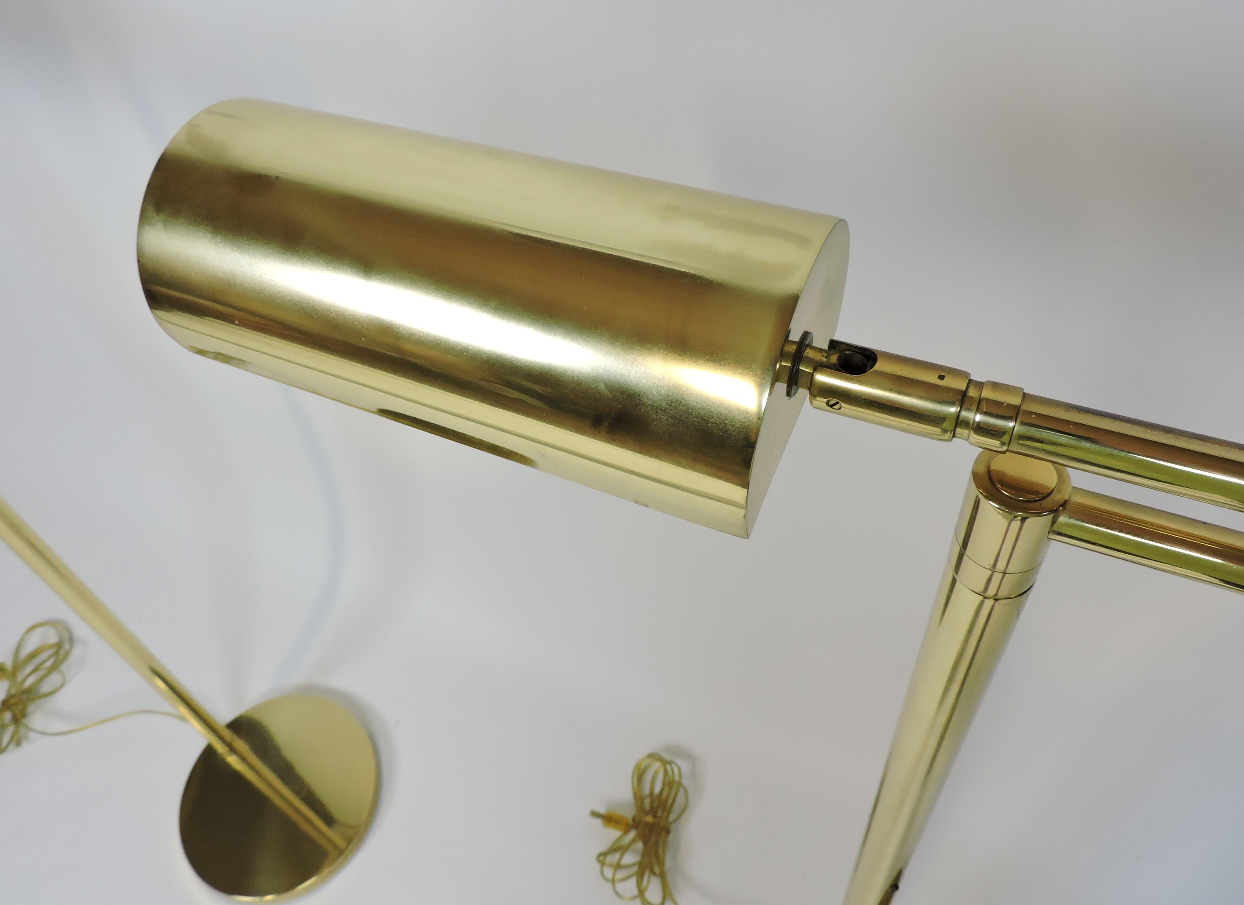 Mid-Century Modern Adjustable Brass Floor Lamp Koch & Lowy Style, Two Available 2