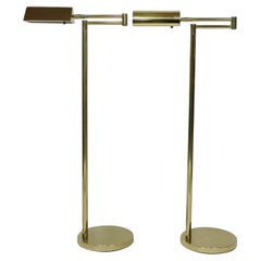 Mid-Century Modern Adjustable Brass Floor Lamp Koch & Lowy Style, Two Available