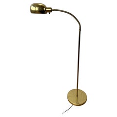 Mid-Century Modern Adjustable Brass Gooseneck Pharmacy Floor Reading Lamp