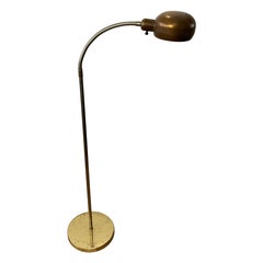 Mid-Century Modern Adjustable Brass Gooseneck Pharmacy Floor Reading Lamp