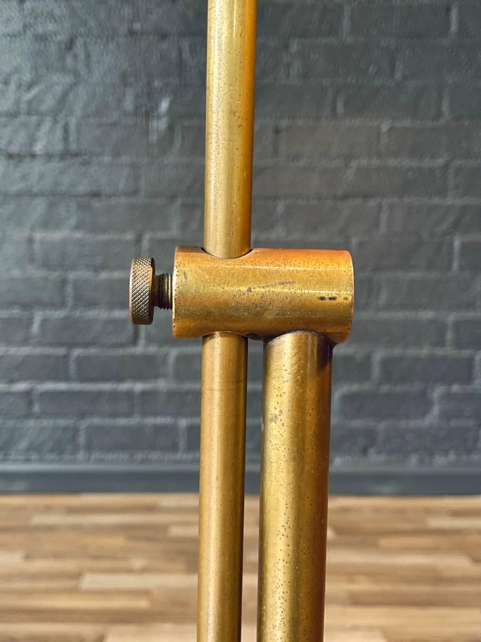 Mid-Century Modern Adjustable Brass Reading Floor Lamp For Sale 3
