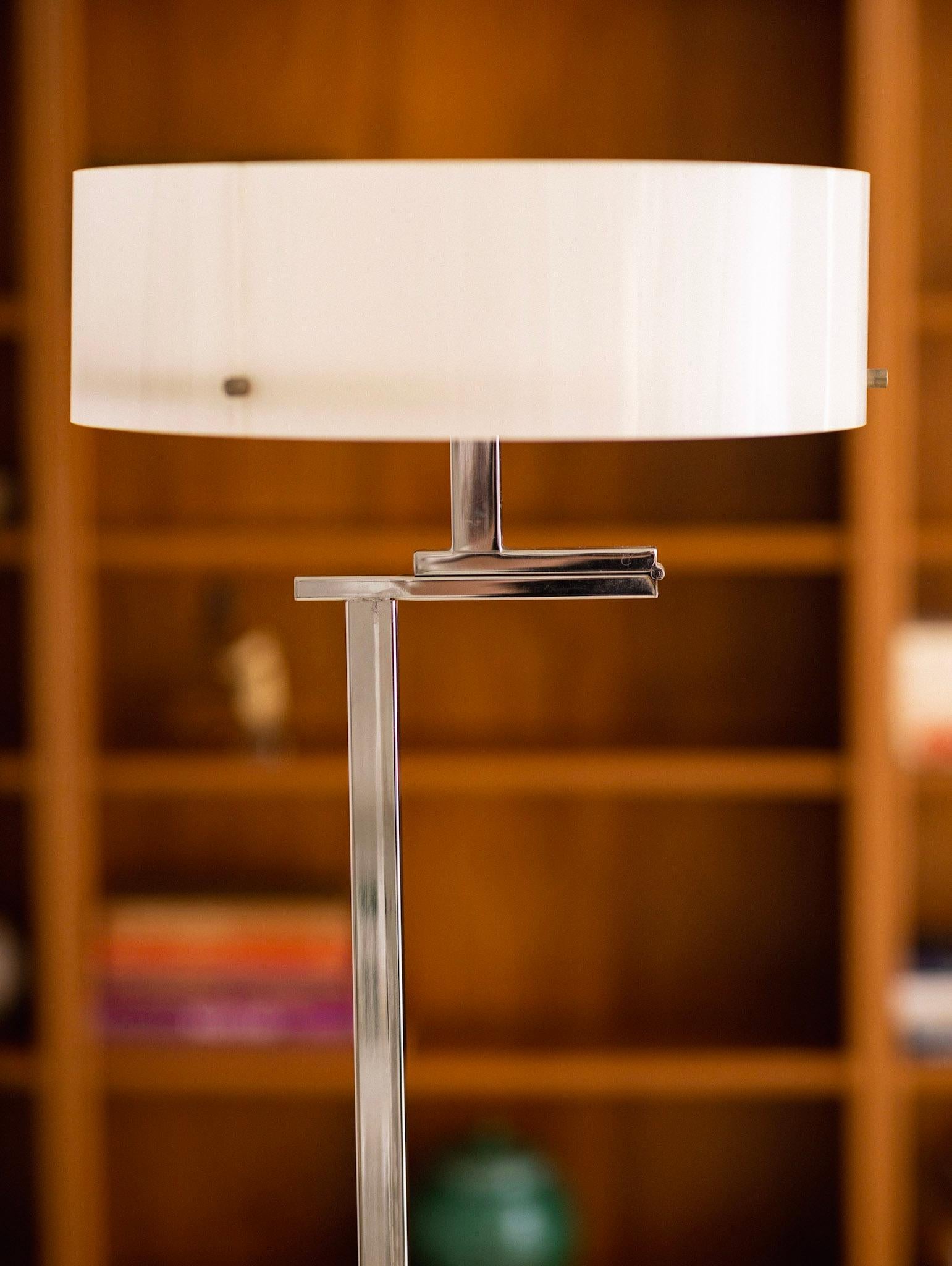 Mid-Century Modern Adjustable Chrome Floor Lamp with Acrylic Shade 6