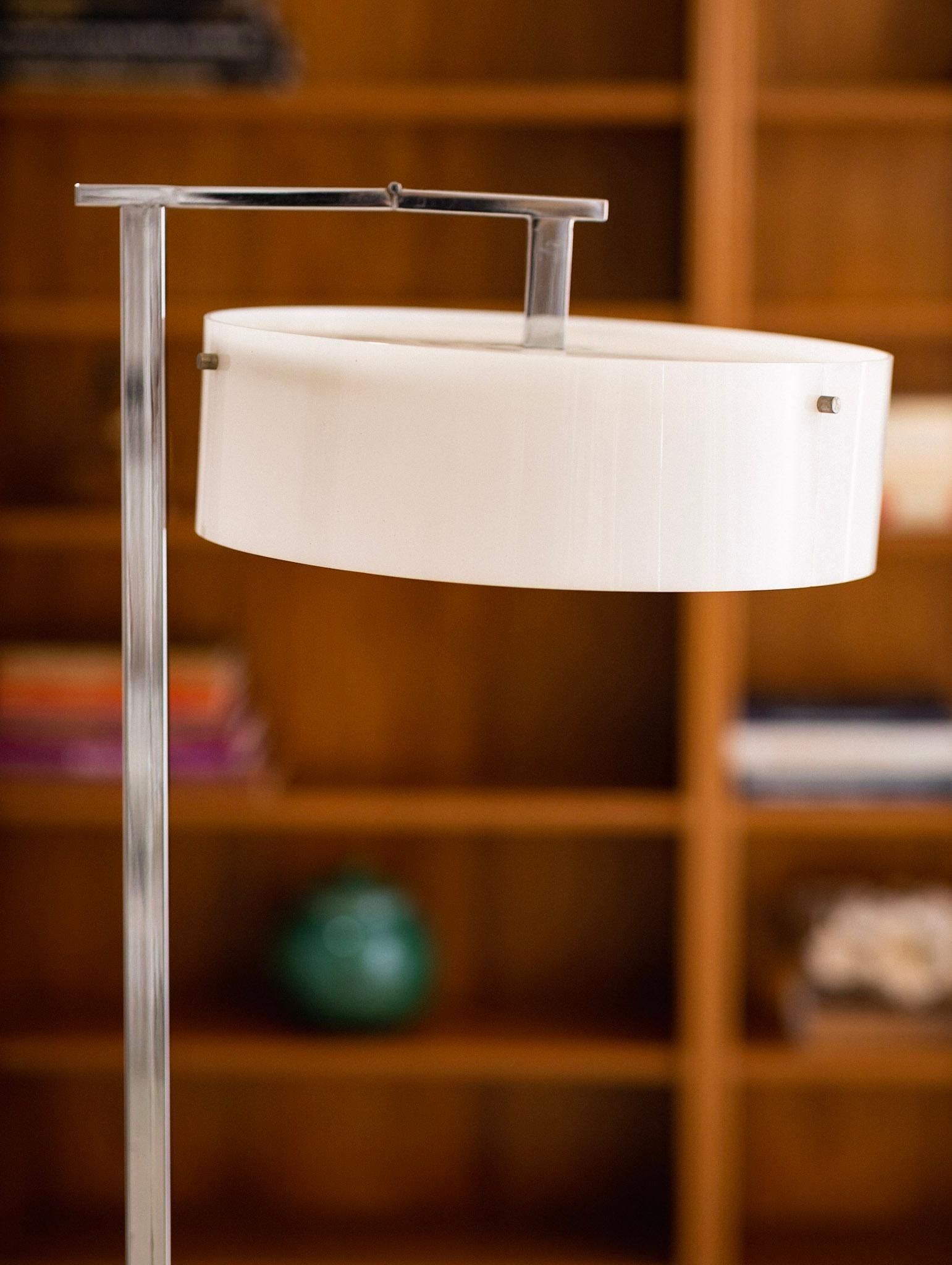 Mid-Century Modern Adjustable Chrome Floor Lamp with Acrylic Shade 7
