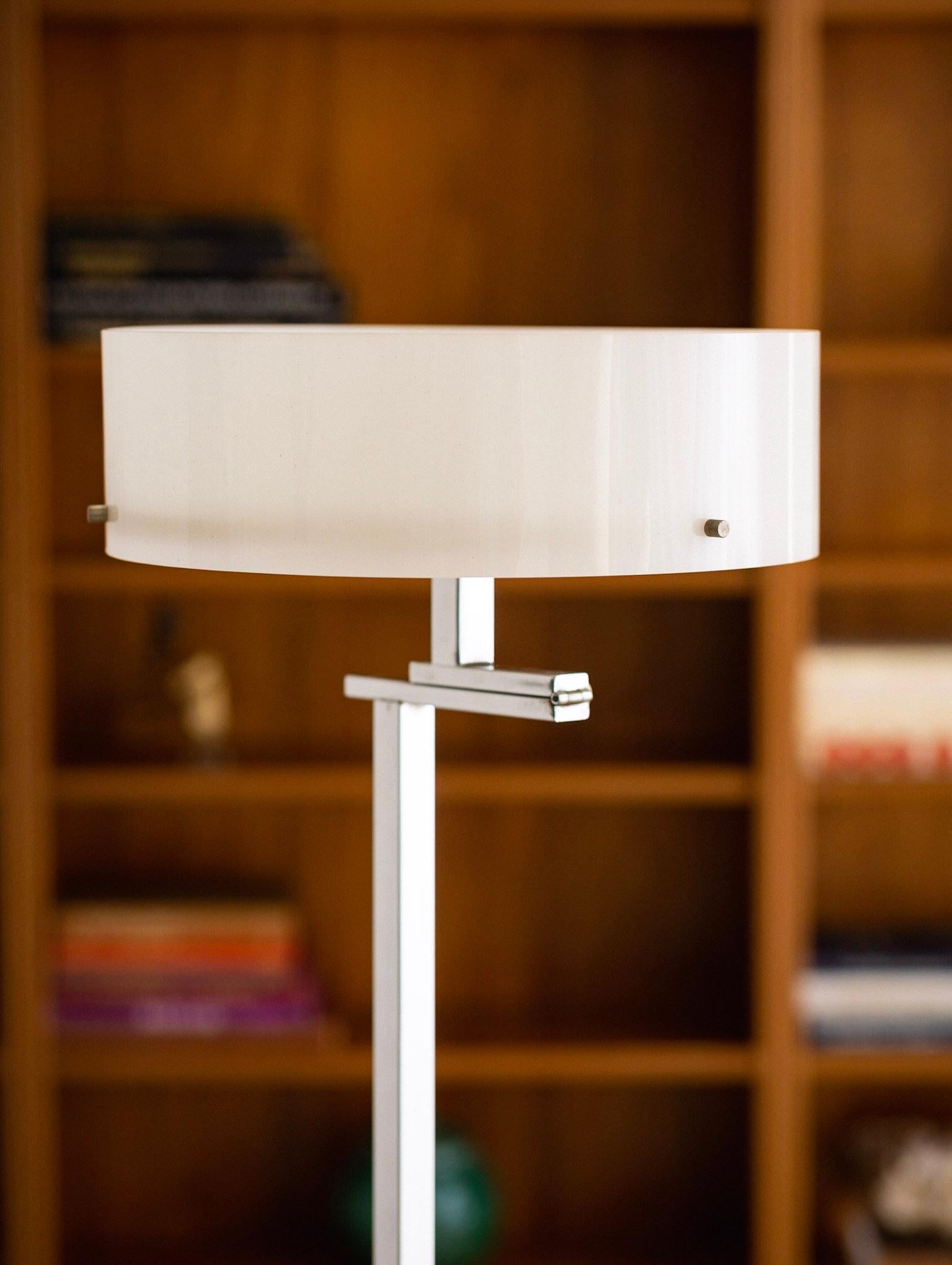 Mid-Century Modern Adjustable Chrome Floor Lamp with Acrylic Shade 3