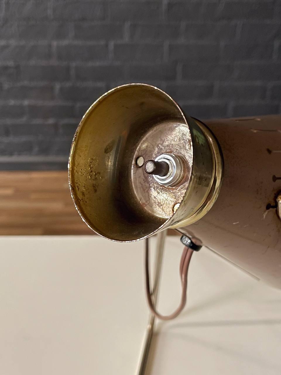 Condition:
Newly Rewired, Original Socket, Shows Patina Throughout 

Materials: Patinated Metal, Chrome