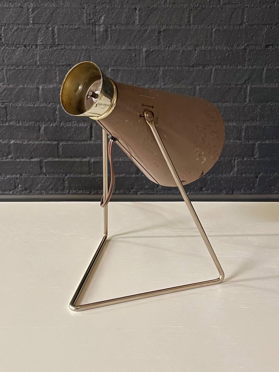 American Mid-Century Modern Adjustable Cone Shape Table Lamp For Sale