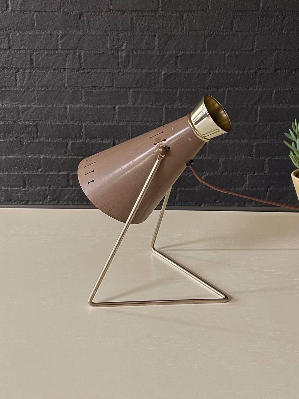 Metal Mid-Century Modern Adjustable Cone Shape Table Lamp For Sale