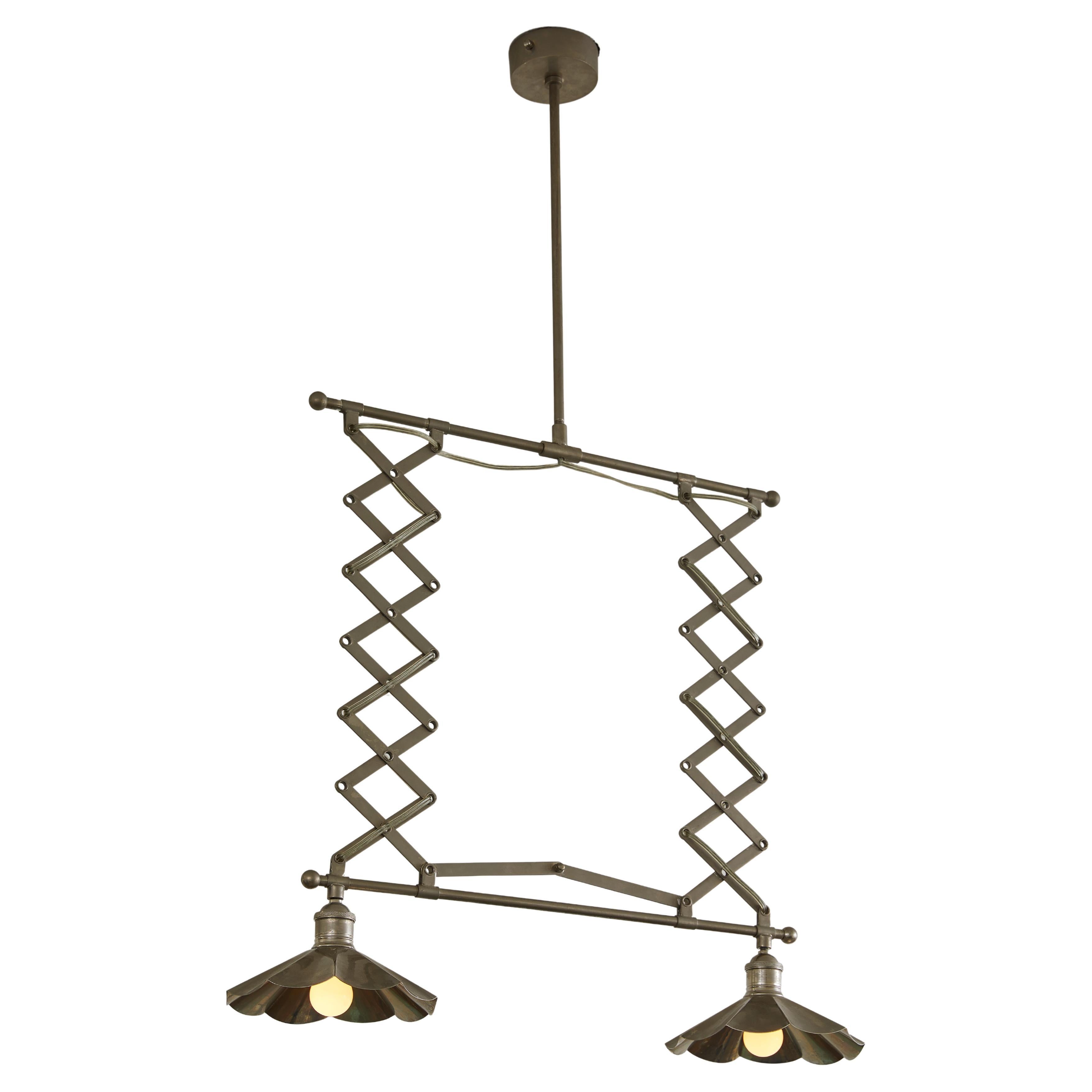 Mid-Century Modern Adjustable Double Accordian Pendant Light