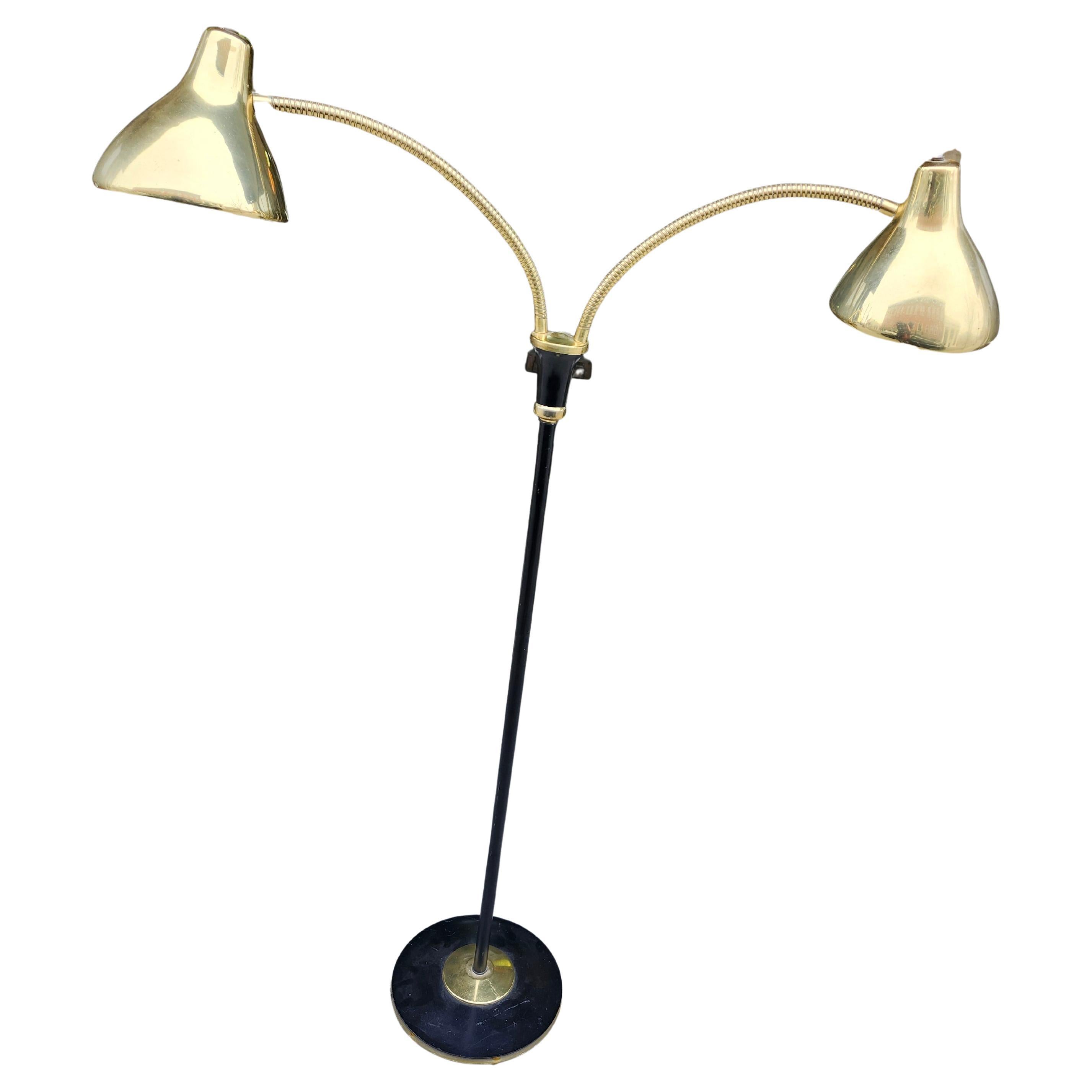 Lampadaire double réglable de style mi-siècle moderne par Gerald Thurston - Lightolier Bon état - En vente à Port Jervis, NY