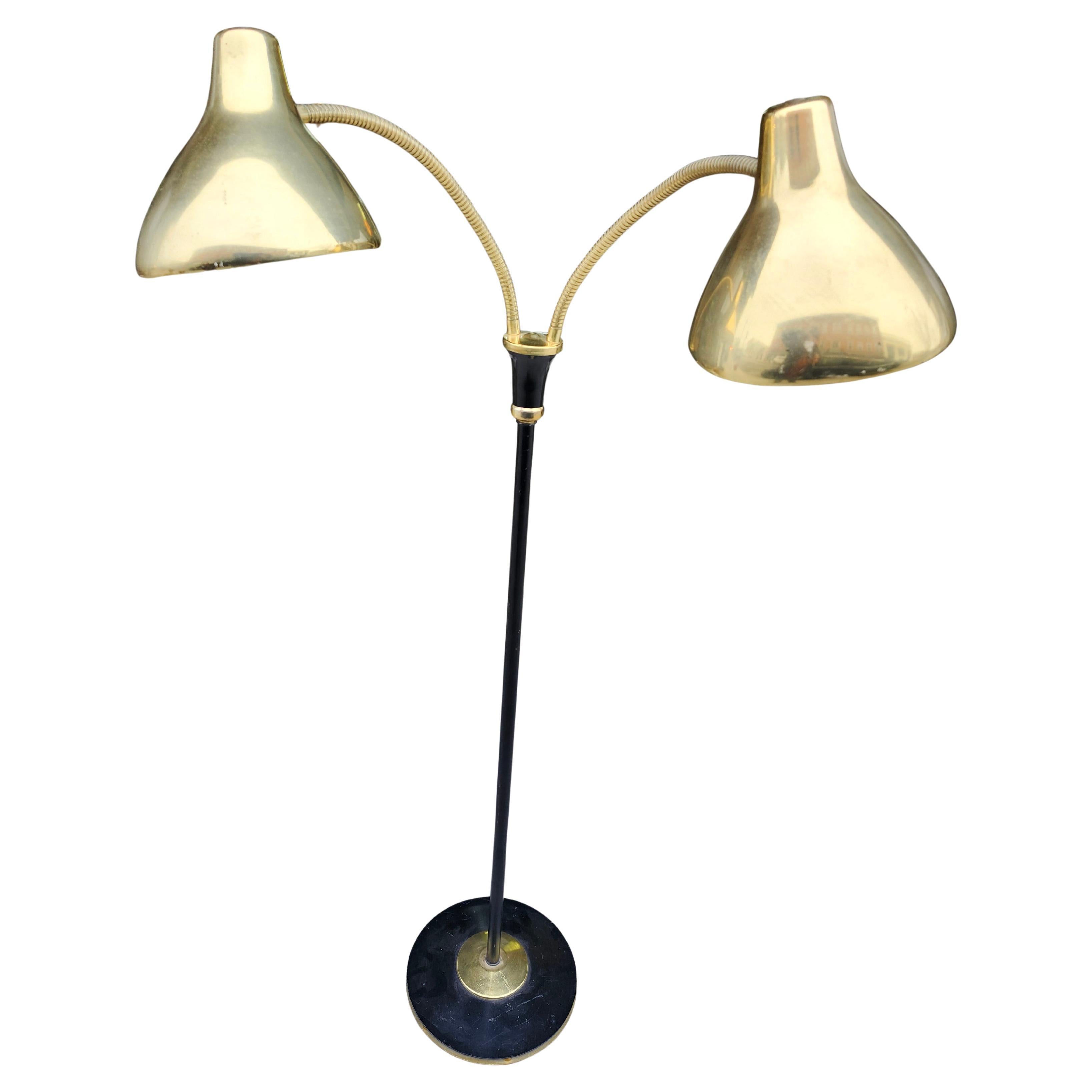 Lampada da terra doppia regolabile moderna del Mid Century di Gerald Thurston - Lightolier
