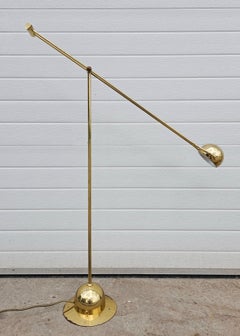 Lampada da terra regolabile in ottone di Fischer Leuchten, Germania, 1960