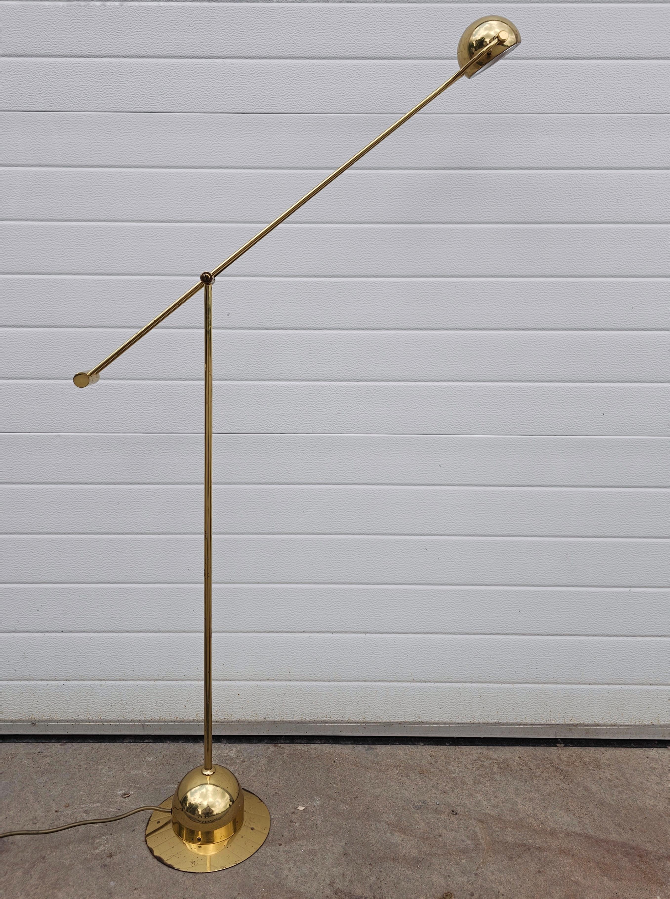 Mid-Century Modern Mid Century Modern Adjustable Fischer Leuchten Brass Floor Lamp, Germany 1960s For Sale