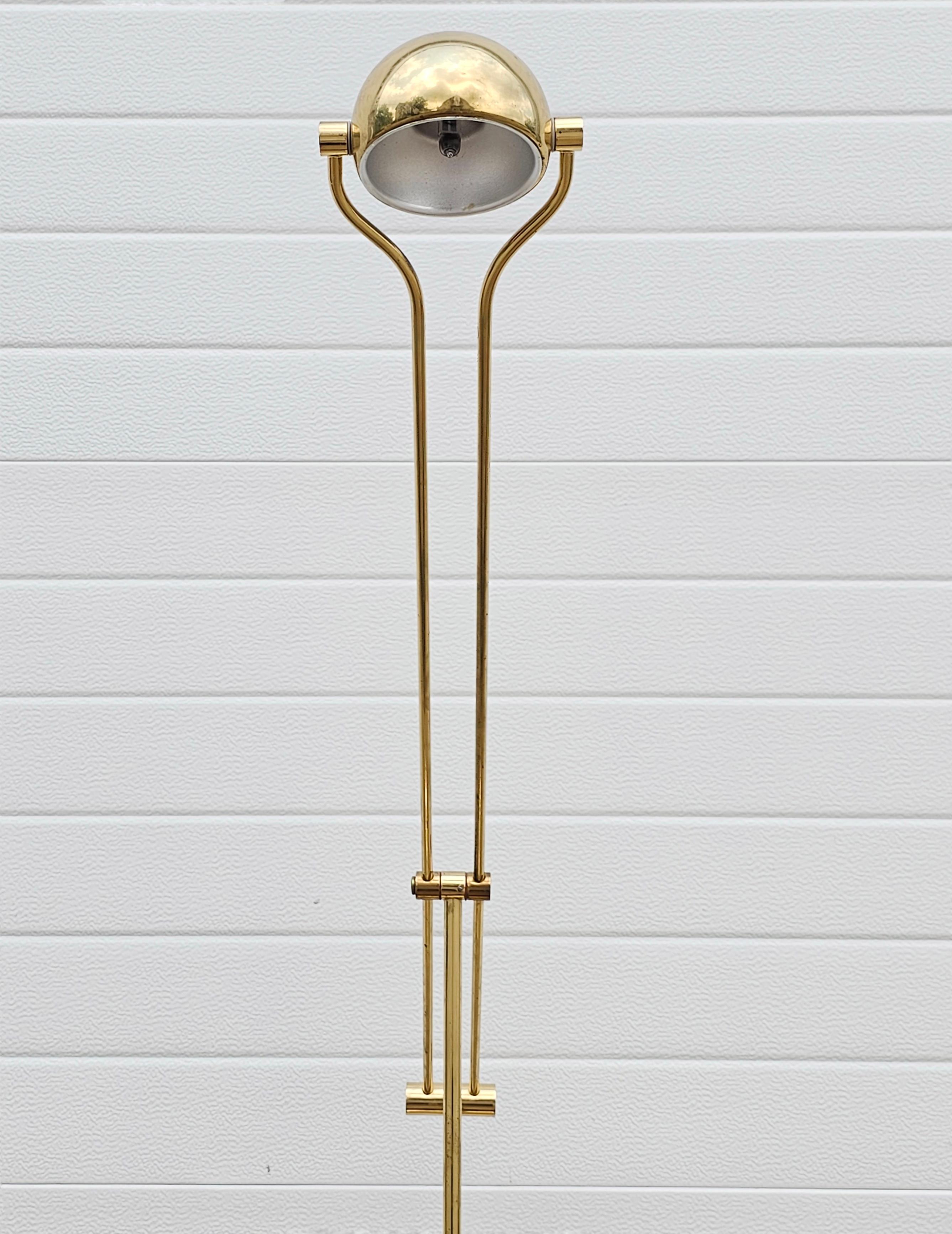 Late 20th Century Mid Century Modern Adjustable Fischer Leuchten Brass Floor Lamp, Germany 1960s For Sale