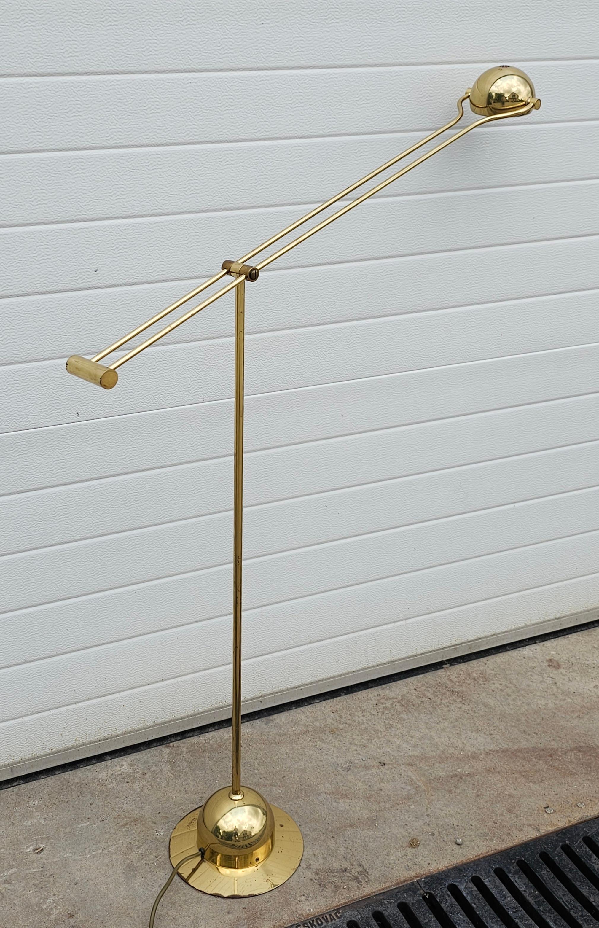 Mid Century Modern Adjustable Fischer Leuchten Brass Floor Lamp, Germany 1960s For Sale 3