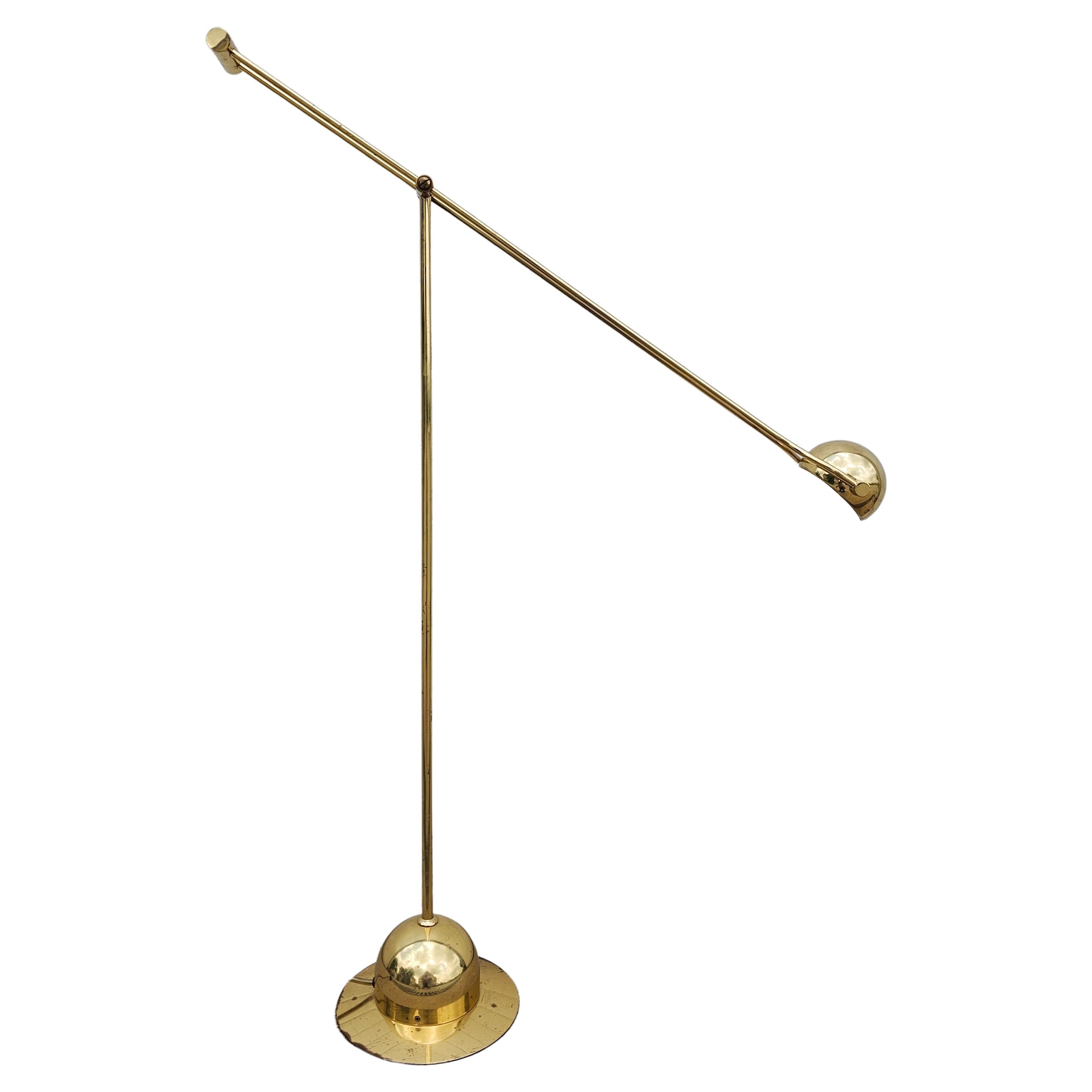 Mid Century Modern Adjustable Fischer Leuchten Brass Floor Lamp, Germany 1960s For Sale