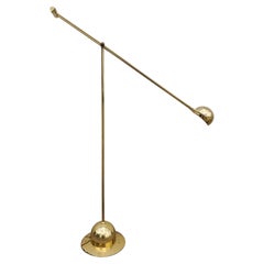 Vintage Mid Century Modern Adjustable Fischer Leuchten Brass Floor Lamp, Germany 1960s