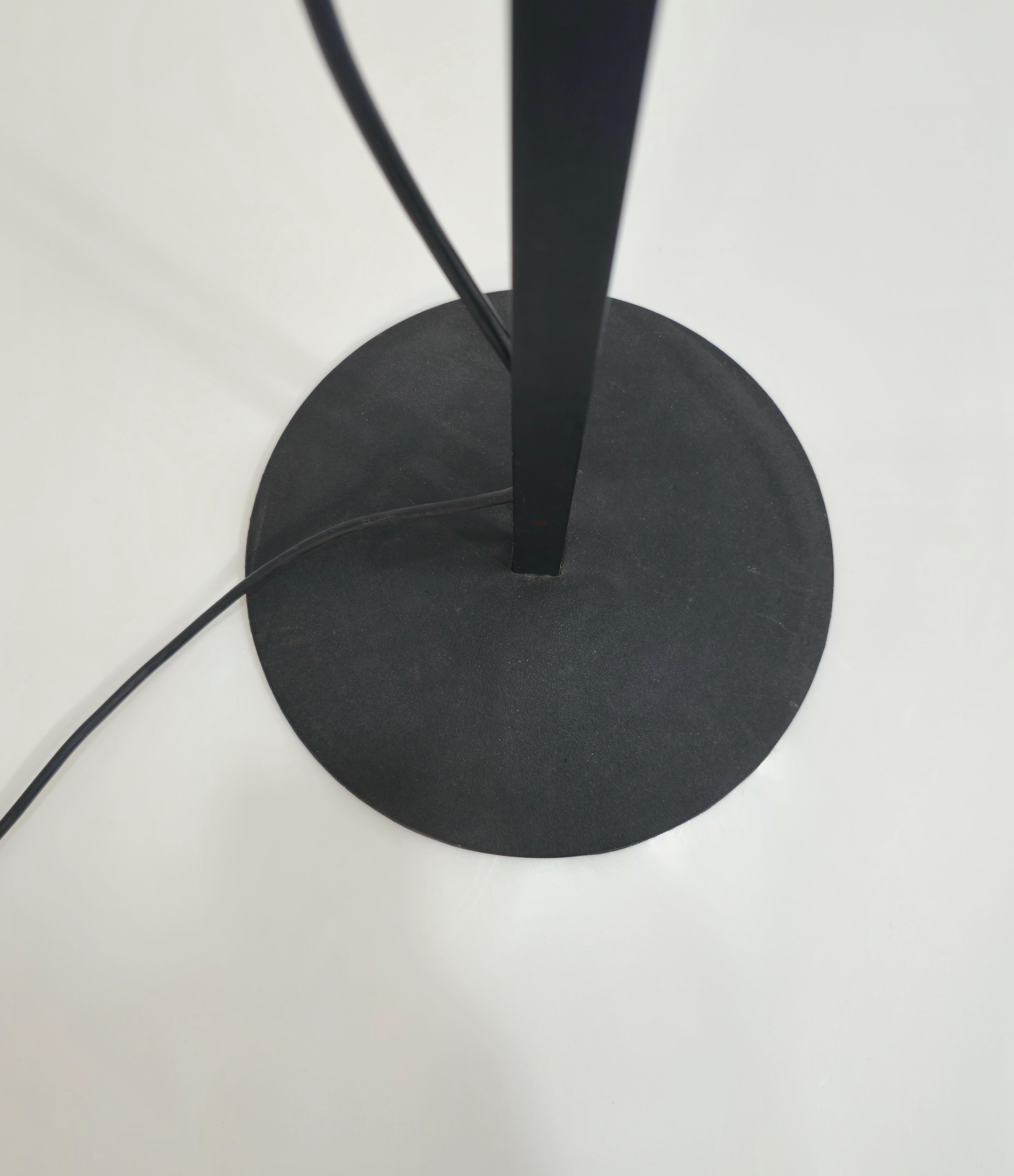 Mid-Century Modern Adjustable Floor Lamp Black Enamelled Brass Design Italy 80s For Sale 2