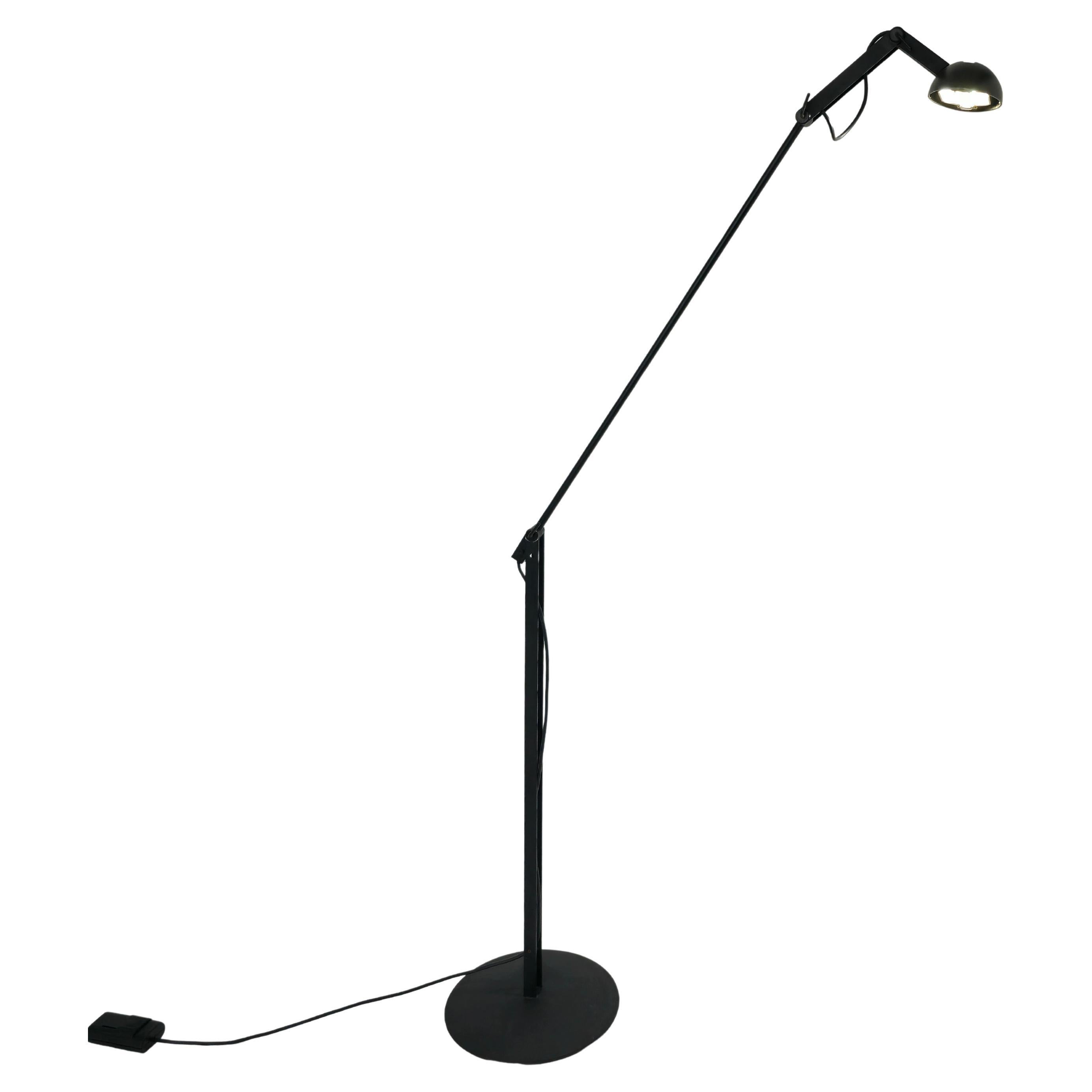 Mid-Century Modern Adjustable Floor Lamp Black Enamelled Brass Design Italy 80s For Sale