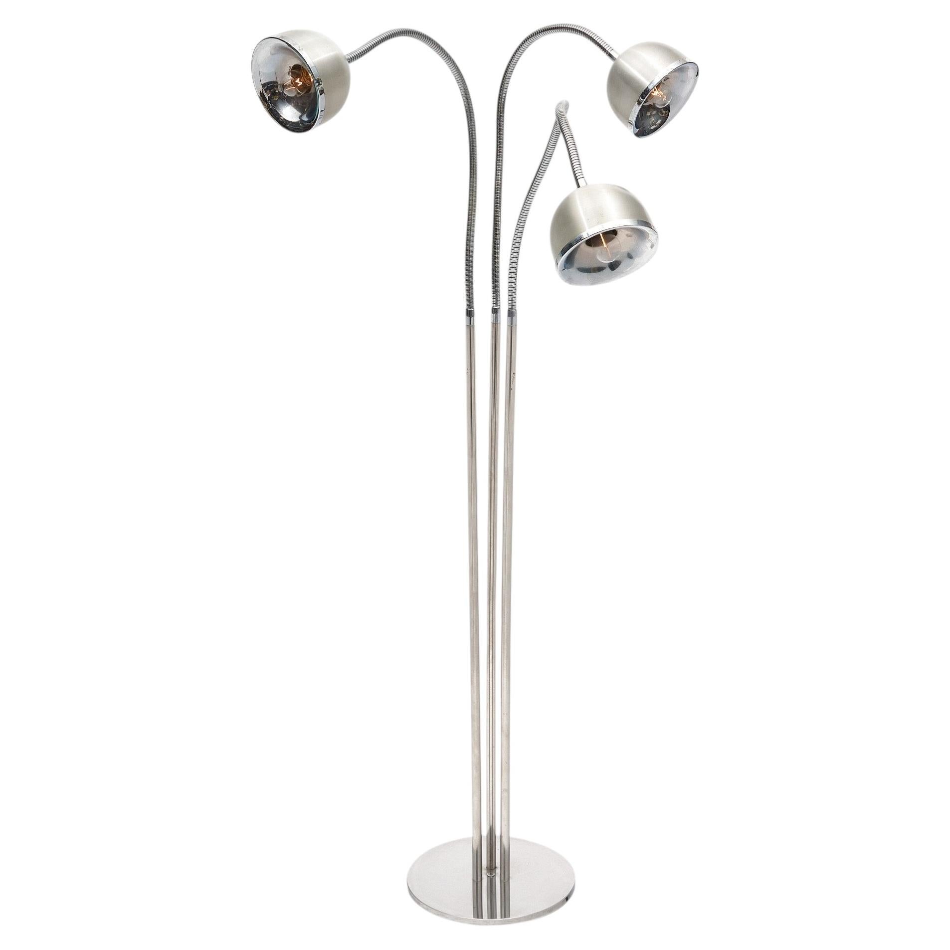 Mid-Century Modern Adjustable Floor Lamp, Chromed Steel, Italy, 1970