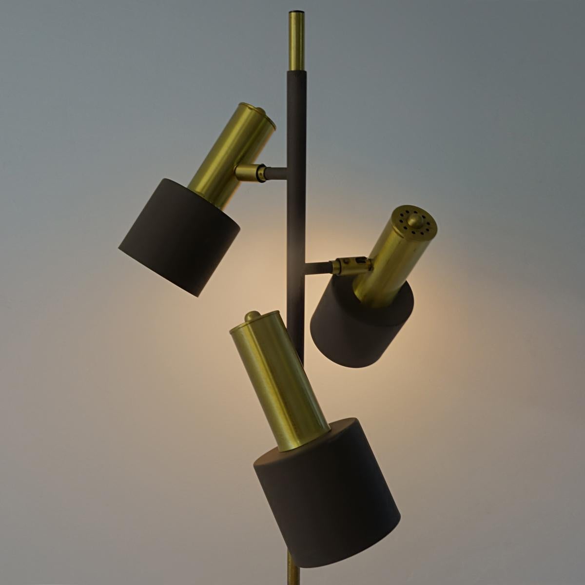 Mid-Century Modern Adjustable Floor Lamp in Brass and Brown by RAAK Amsterdam For Sale 3